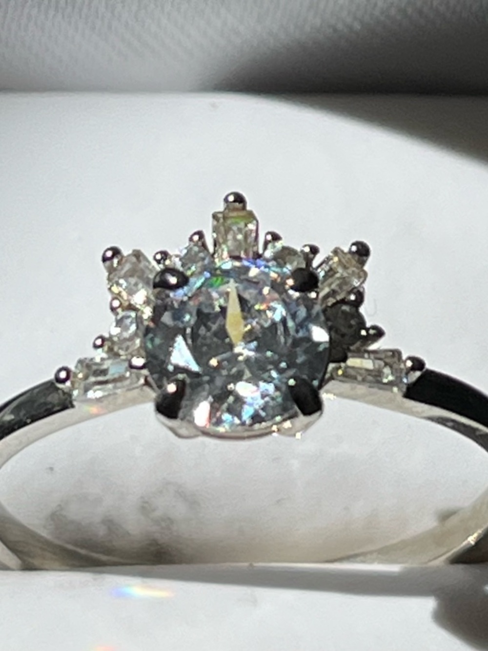Silver Crystal Floral Cluster Ring - Women's Jewelry 925 silver